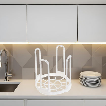 White Plastic Dish Drainer Rack for Kitchen Storage and Drying Tableware.