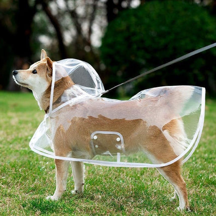 Transparent Dog Raincoat Medium Size - Portable Puppy Rain Jacket with Cape and Hood - Waterproof Outdoor Pet Apparel.