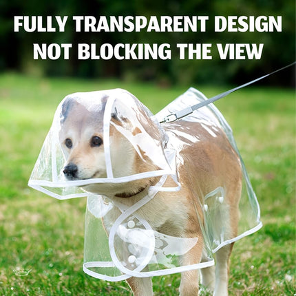 Transparent Dog Raincoat Medium Size - Portable Puppy Rain Jacket with Cape and Hood - Waterproof Outdoor Pet Apparel.