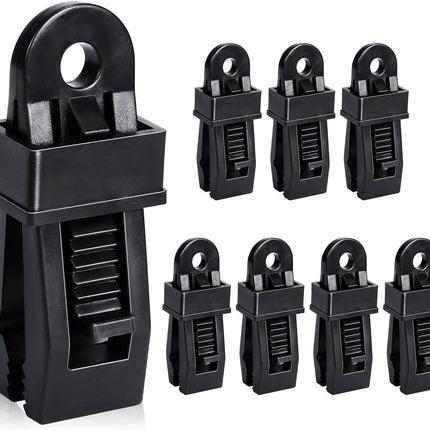 8 Pack Black Tarp Clips with Eyelets Heavy Duty Tent Canvas Clamps for Camping Caravan Awning Boat Outdoor Use.