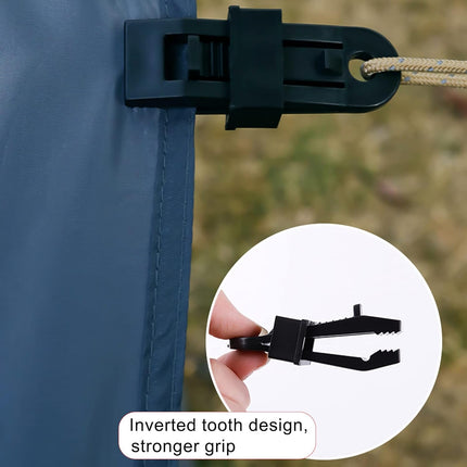 8 Pack Black Tarp Clips with Eyelets Heavy Duty Tent Canvas Clamps for Camping Caravan Awning Boat Outdoor Use.