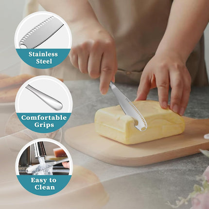 2 Pack 3-in-1 Stainless Steel Butter Spreader with Holes Cold Butter Knife Suitable for Cheese Peanuts.