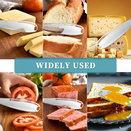 2 Pack 3-in-1 Stainless Steel Butter Spreader with Holes Cold Butter Knife Suitable for Cheese Peanuts.
