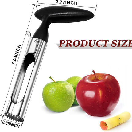 1 Piece Black Stainless Steel Fruit and Vegetable Corer Easy to Press Quick Core Removal Anti-Slip Handle Dishwasher Safe.