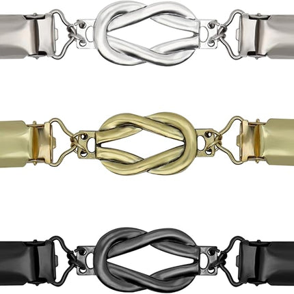 3-Pack Clothing Clips for Women & Men Waist Trouser Shirt Collar Scarf Card Holders Secure Dress Pants Waistline Adjustable Fashion Accessory.