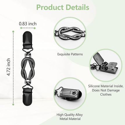 3-Pack Clothing Clips for Women & Men Waist Trouser Shirt Collar Scarf Card Holders Secure Dress Pants Waistline Adjustable Fashion Accessory.