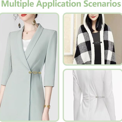 3-Pack Clothing Clips for Women & Men Waist Trouser Shirt Collar Scarf Card Holders Secure Dress Pants Waistline Adjustable Fashion Accessory.