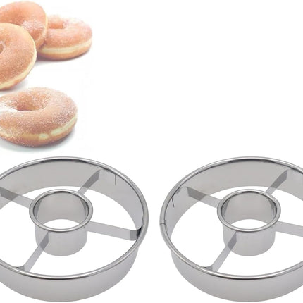 2 Pack 3.86 Inch Stainless Steel Donut Molds Professional Baking Tools for Perfect Donuts Bagels Cookies and More.