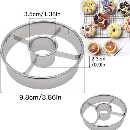 2 Pack 3.86 Inch Stainless Steel Donut Molds Professional Baking Tools for Perfect Donuts Bagels Cookies and More.