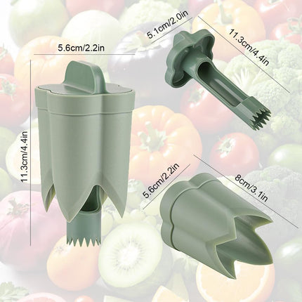 2-in-1 Green Capsicum Slicer and Seed Remover Tool - Fast Vegetable Seed Extractor Kitchen Gadget for Paprika.