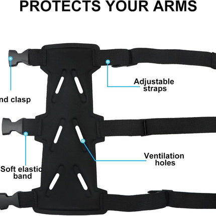 Archery Arm Guards - 1 Piece - Black - Adjustable - Wrist & Forearm Protection - Unisex - Suitable for Teens & Adults.