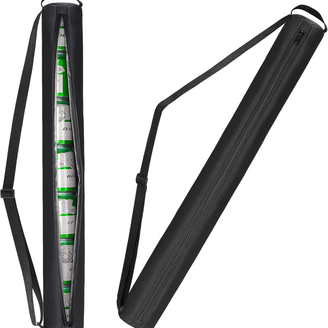 Universal Body Type Black Beer Can Warmer Sleeve for 7 Cans Golf Ball and Bag Warmer.