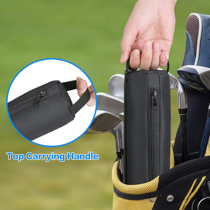 Universal Body Type Black Beer Can Warmer Sleeve for 7 Cans Golf Ball and Bag Warmer.