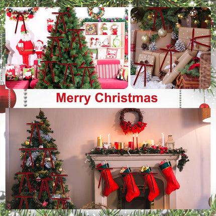 24 Pack Red Felt Christmas Bows - Festive Ribbon Ornaments for Home Indoor Outdoor Party Wreath Decorations.