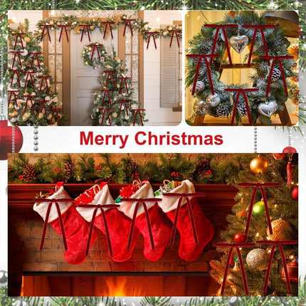 24 Pack Red Felt Christmas Bows - Festive Ribbon Ornaments for Home Indoor Outdoor Party Wreath Decorations.