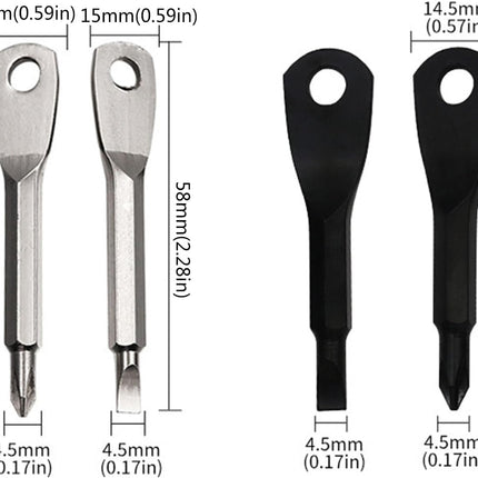 2-in-1 Keychain Screwdriver - Mini Double-Ended Flat & Cross Head - Stainless Steel - Pocket-Sized Tool - Silver.