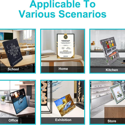 4-Pack Acrylic Open Shelving Unit - Transparent Display Rack for Books Photos Artworks - Multi-Purpose Tablet Stand and Card Holder.