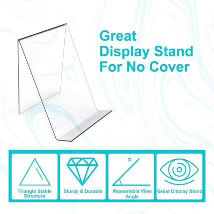 4-Pack Acrylic Open Shelving Unit - Transparent Display Rack for Books Photos Artworks - Multi-Purpose Tablet Stand and Card Holder.