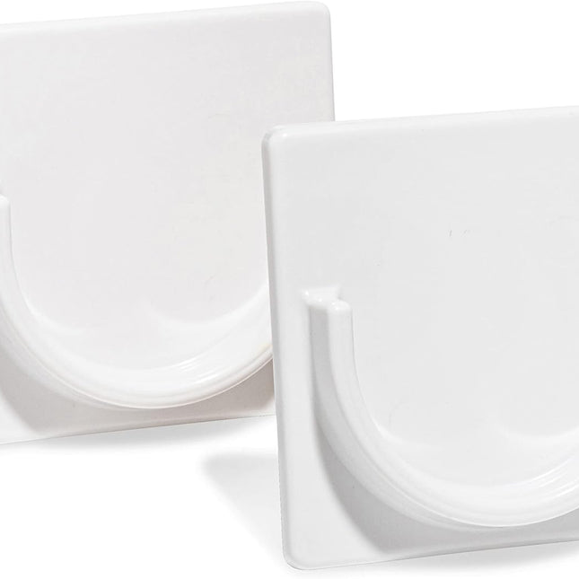 2 Pack White No Drill Shower Curtain Rod Holder Self Adhesive Wall Mounted Bracket.