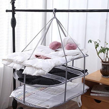 3-Tier Folding Clothes Drying Rack for Flat Drying Wool & Sweaters - Maintains Shape & Prevents Stretching - Space Saving Design.