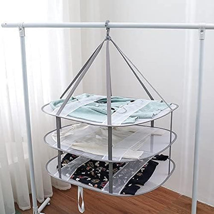 3-Tier Folding Clothes Drying Rack for Flat Drying Wool & Sweaters - Maintains Shape & Prevents Stretching - Space Saving Design.