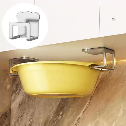 3-Piece Kitchen Sink Organizer Rack Self-Adhesive Stainless Steel Hanging Hooks for Dish Towels Accessories No Drilling Required.