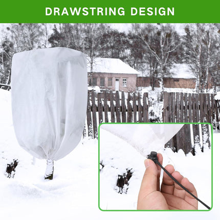 2 Pack Frost Protection Plant Covers White Frost Resistant Fabric Tree Cover with Drawstring Outdoor Greenhouse Winter Protection for Plants Shrubs Potted Plants.