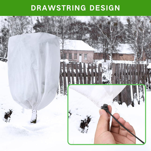 2 Pack Frost Protection Plant Covers White Frost Resistant Fabric Tree Cover with Drawstring Outdoor Greenhouse Winter Protection for Plants Shrubs Potted Plants.