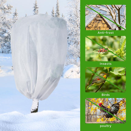 2 Pack Frost Protection Plant Covers White Frost Resistant Fabric Tree Cover with Drawstring Outdoor Greenhouse Winter Protection for Plants Shrubs Potted Plants.