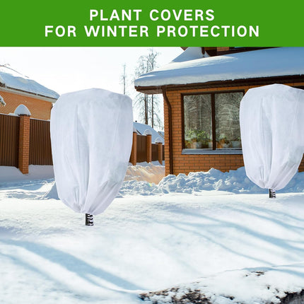 2 Pack Frost Protection Plant Covers White Frost Resistant Fabric Tree Cover with Drawstring Outdoor Greenhouse Winter Protection for Plants Shrubs Potted Plants.