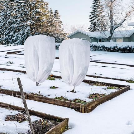 2 Pack Frost Protection Plant Covers White Frost Resistant Fabric Tree Cover with Drawstring Outdoor Greenhouse Winter Protection for Plants Shrubs Potted Plants.