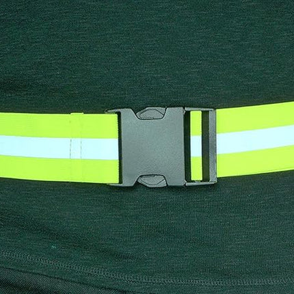 Green Reflective Elastic Waistband Adjustable Glow in the Dark Retro Style for Running Walking Motorcycling.