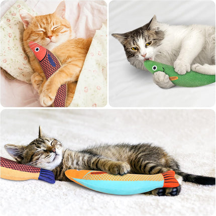 3-Piece Catnip Toy Set Interactive Plush Cartoon Cat Chew Toys Durable Indoor Kitten Playthings.