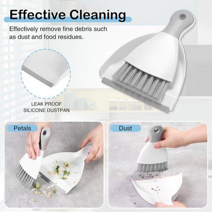 Compact Broom and Dustpan Set with Mini Hand Brush - Portable Cleaning Kit for Home Office Desks Keyboards Sofas Kitchens Pets and More.