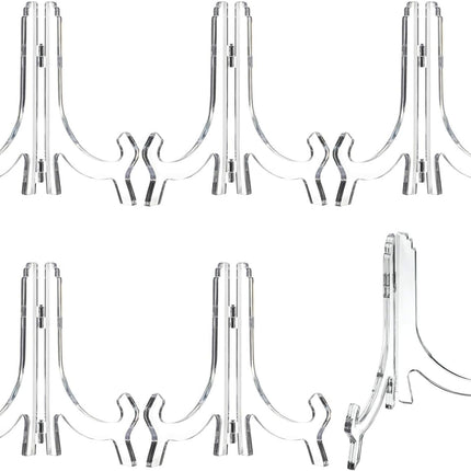 6 Pack Clear Acrylic Display Easels Stand - Perfect for Books Photo Frames Signs - Versatile Desktop Countertop Display Shelf.