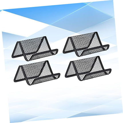 4 Pack Black Metal Business Card Holder - Office Desk Card Holder - Professional Business Card Case.