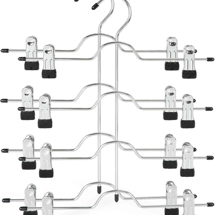 2 Pack Black Pants Hangers with Adjustable Clips Non-Slip Space Saving for Jeans Shorts Skirts Dresses Hand Towels in Laundry Room.