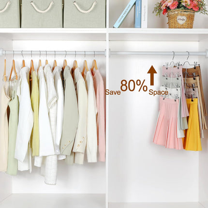 2 Pack Black Pants Hangers with Adjustable Clips Non-Slip Space Saving for Jeans Shorts Skirts Dresses Hand Towels in Laundry Room.