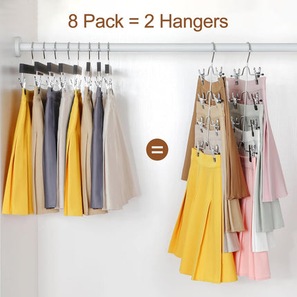 2 Pack Black Pants Hangers with Adjustable Clips Non-Slip Space Saving for Jeans Shorts Skirts Dresses Hand Towels in Laundry Room.