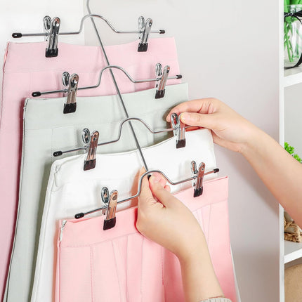 2 Pack Black Pants Hangers with Adjustable Clips Non-Slip Space Saving for Jeans Shorts Skirts Dresses Hand Towels in Laundry Room.