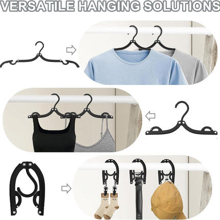 Folding Travel Hangers 12 Pack - Portable Cruise Essentials - Lightweight Collapsible Clothes Hangers for Travel Accessories.