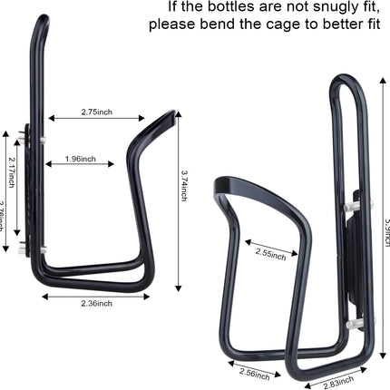 Aluminium Bicycle Water Bottle Cage Universal 70-76mm Mount Lightweight Black with Screws.