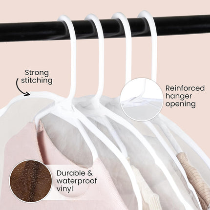 12 Pack Transparent Dustproof Garment Bags 60x30cm Wardrobe Organizer Storage Covers.