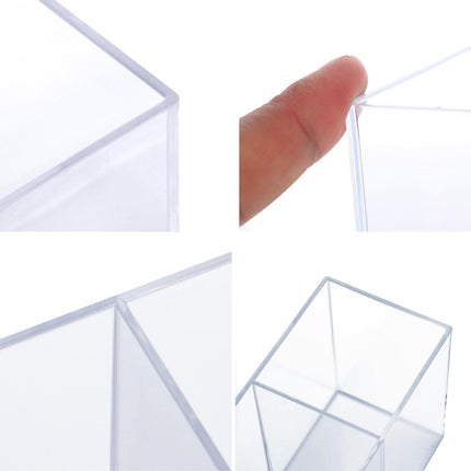 Transparent Pen Holder Desk Organizer - Pencil Marker Paperclip Storage Container - Plastic Stationery Organiser for Office Bedroom Bathroom.
