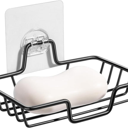 Adhesive Soap Dish for Shower & Bathroom - Stainless Steel - Black - 1 Piece.