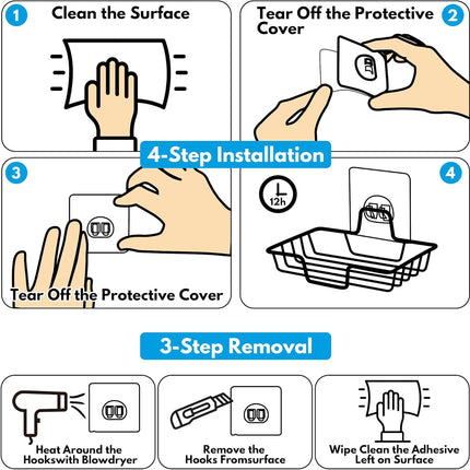 Adhesive Soap Dish for Shower & Bathroom - Stainless Steel - Black - 1 Piece.