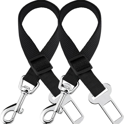 Adjustable Nylon Pet Car Harness with Extension Strap and Clip - Universal Fit for Dogs Cats and Ferrets - Travel Safety Belt for All Car Models.