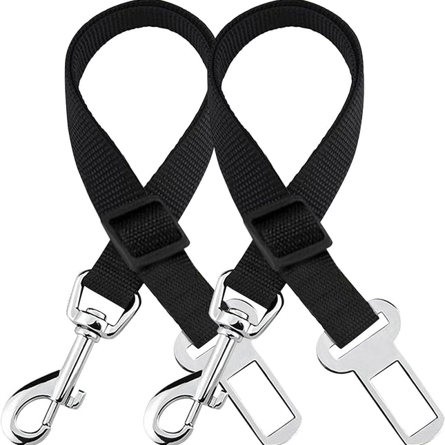 Adjustable Nylon Pet Car Harness with Extension Strap and Clip - Universal Fit for Dogs Cats and Ferrets - Travel Safety Belt for All Car Models.