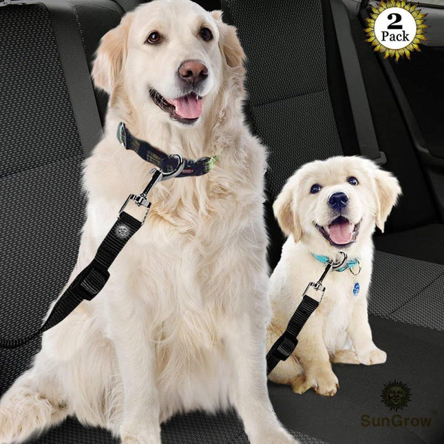Adjustable Nylon Pet Car Harness with Extension Strap and Clip - Universal Fit for Dogs Cats and Ferrets - Travel Safety Belt for All Car Models.
