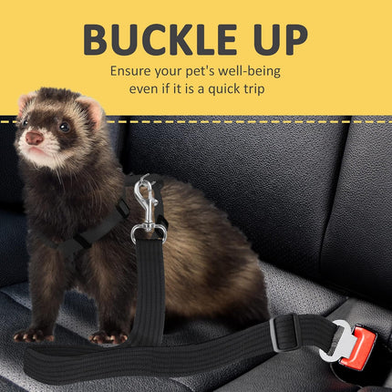 Adjustable Nylon Pet Car Harness with Extension Strap and Clip - Universal Fit for Dogs Cats and Ferrets - Travel Safety Belt for All Car Models.
